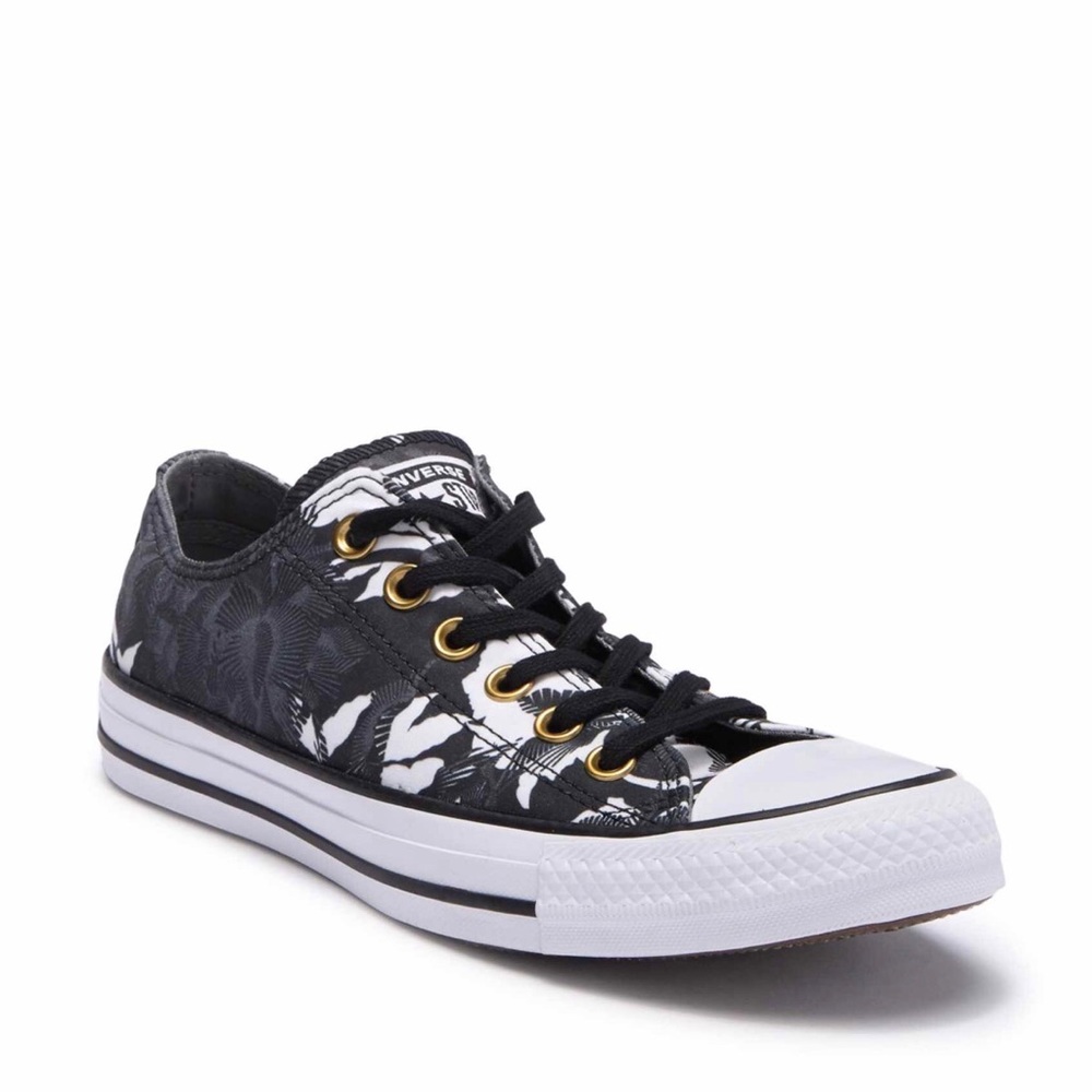 NIB black floral patterned Converse sneakers